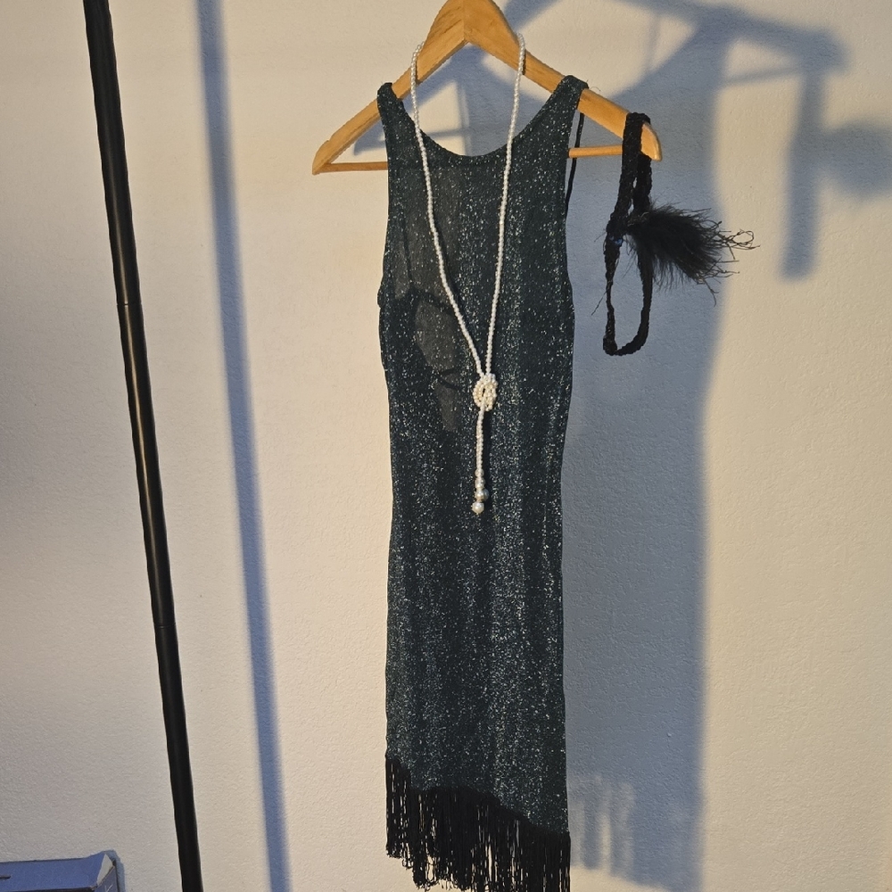 Vintage Emerald Fringe Dress